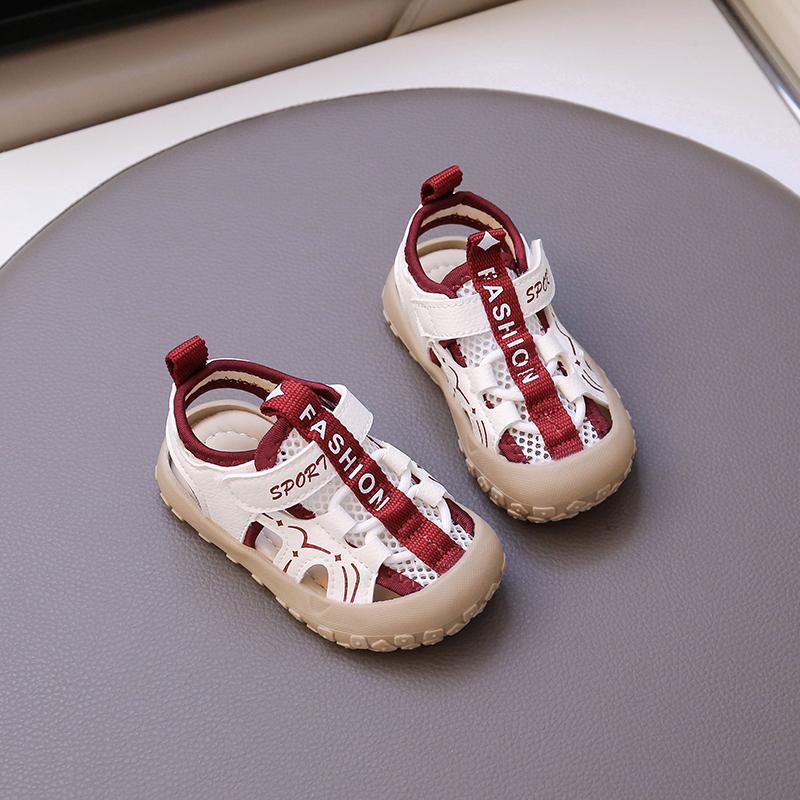 Kids Sandals Hollowed-out Mesh Breathable Boys Girls Casual Shoes Toes Capped 2025 Summer New Children Sports Sandals Hook&loop