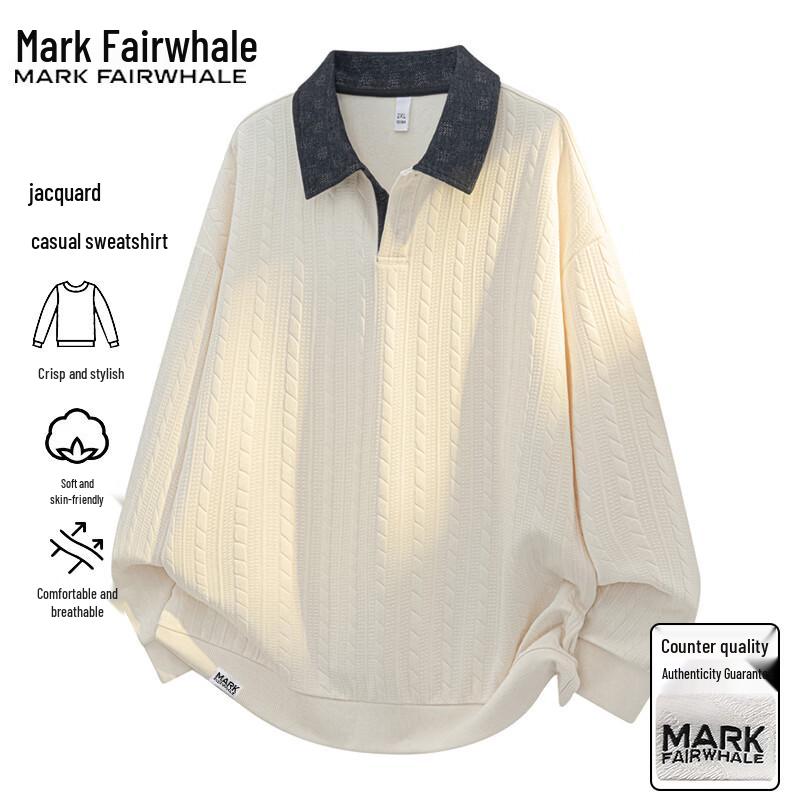 Mark Fairwhale Men's American Style Loose Fit Polo Sweatshirt