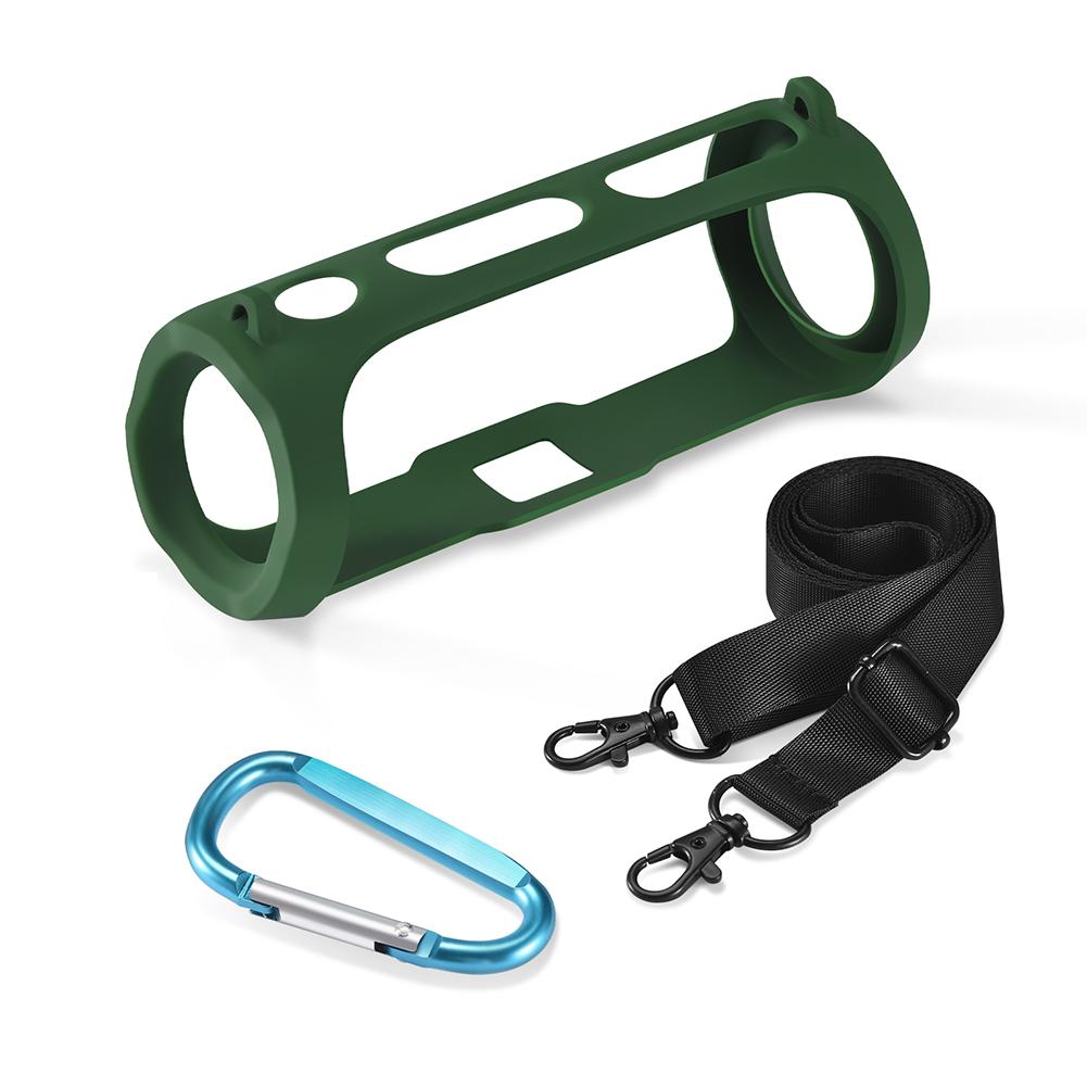 

Мягкий чехол для колонки Портативный защитный чехол с плечевым ремнем и карабином Противоударный чехол для колонки для JBL FLIP ESSENTIAL 2 зелёный