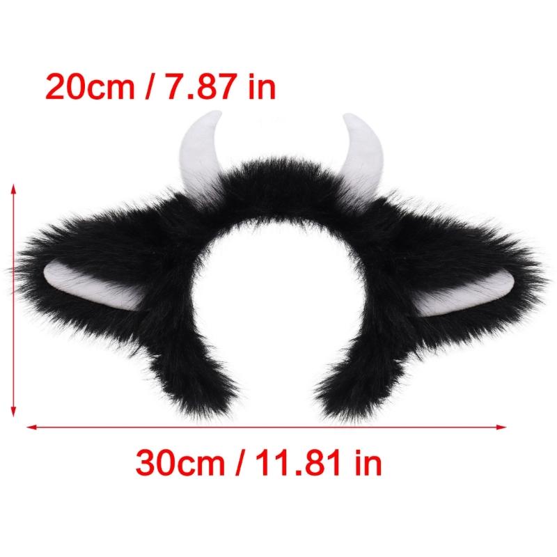 Fuzzy Devil Horn Headpiece Halloween Party Supply Furry Hairband With Lightweight Design Halloween Hair Ornaments