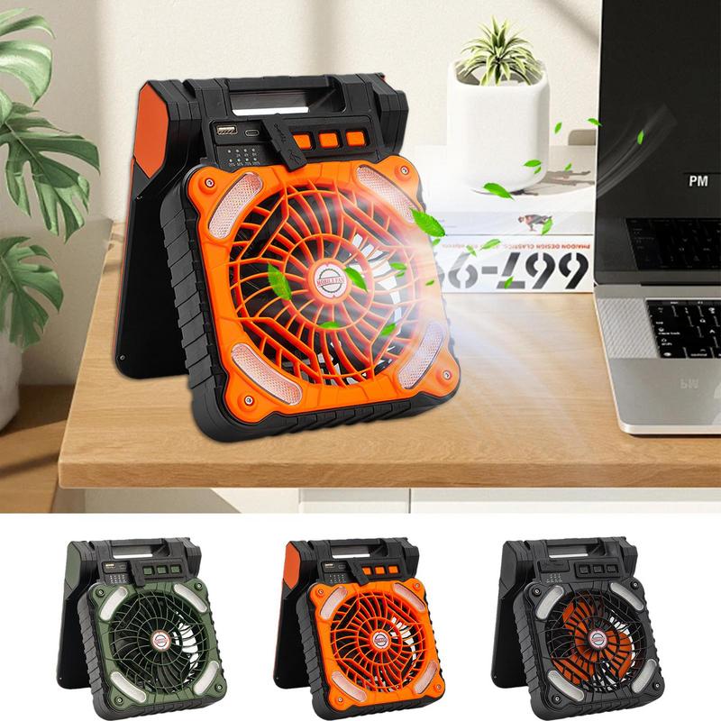 Portable Solar Fan 10000mAh Solar Powered Camping Fan 4 Speeds Fan With LED Lantern For Picnic Fishing