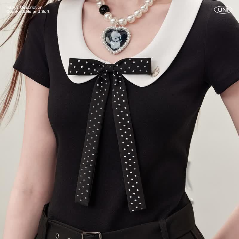 unifree Sweet Cool Girl Doll Collar Pleated A-line Dress