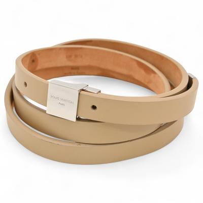 Auth Sangle Cuir Belt Beige Leather R10093 Lv9904jj