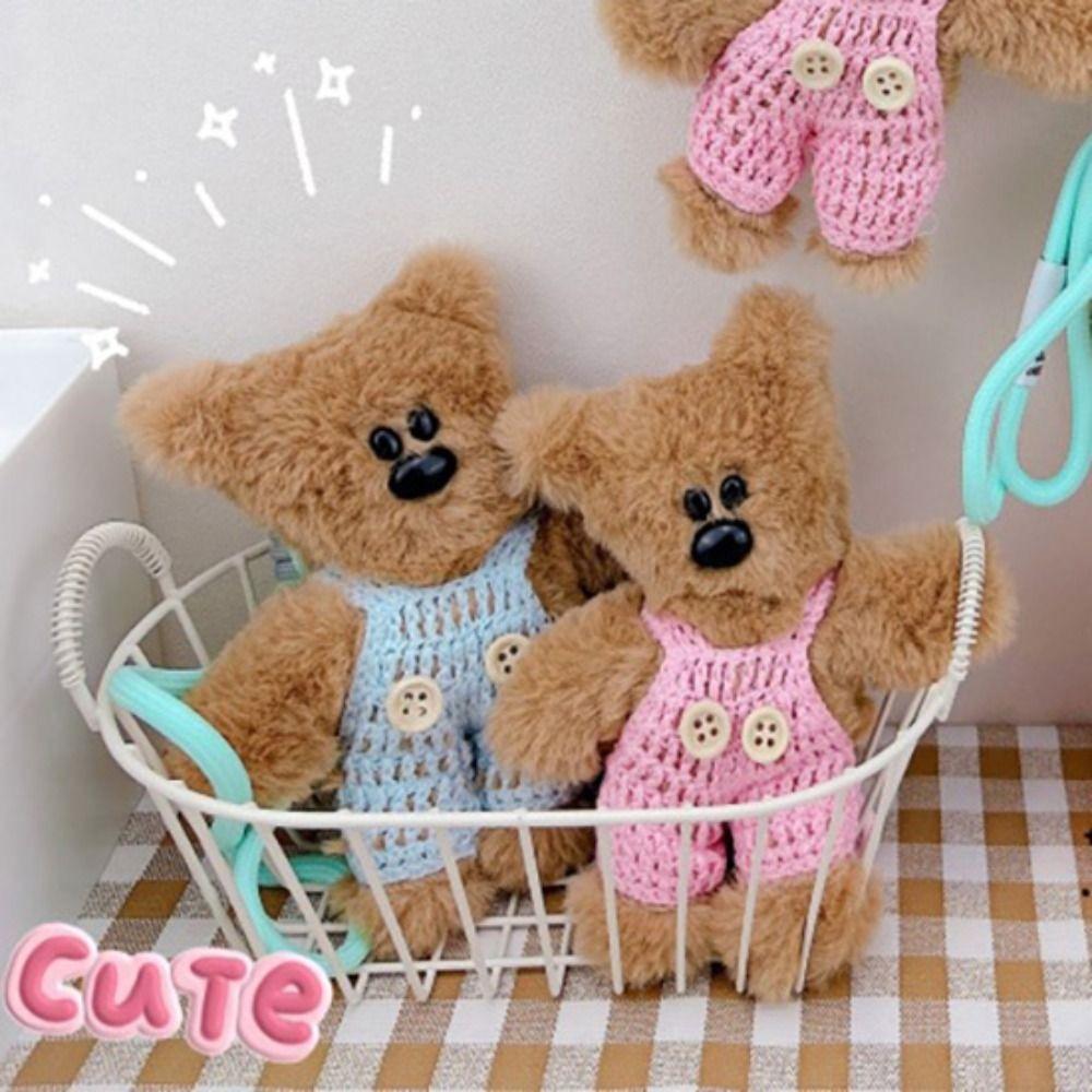 

Kawaii Small Bear Plush Keyring Cartoon Animal Plushies Pendant Maillard Bear Pendant Unisex nude-chain