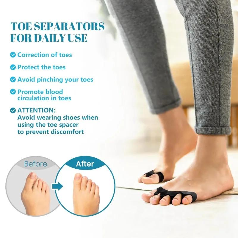 Silikon-Zehentrenner Zehenstrecker zur Linderung von Hallux Valgus, überlappenden Zehen, Plantarfasziitis, Fußschmerzkorrektur
