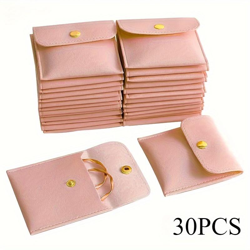 

30pcs PU Leather Jewelry Pouches with Snap Closure, 3.15×3.15 Inches, Perfect for Storing Rings, Necklaces, and Various Colors рожевий