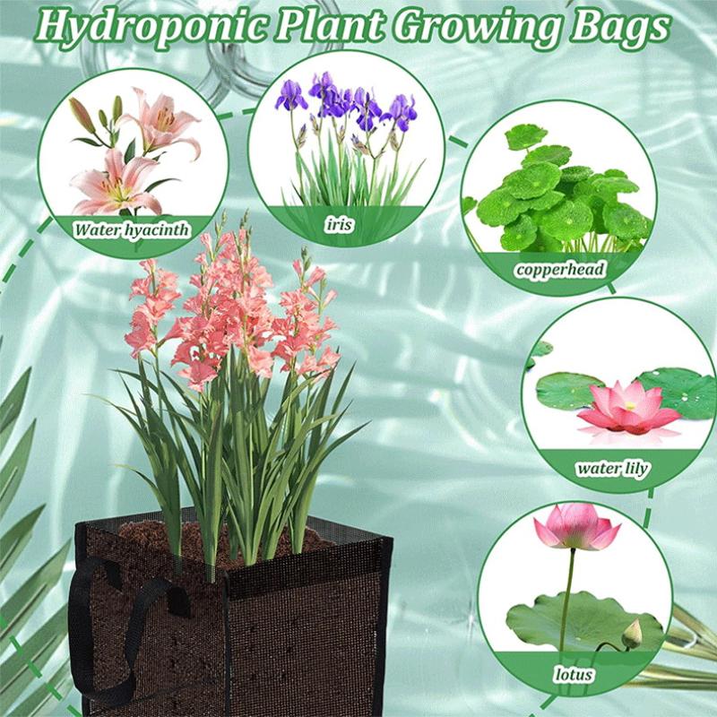4 Pcs Black Mesh Pond Planting Baskets Square And Round PVC Water Lily Bags With Sturdy Handles For Aquarium Garden Decoration