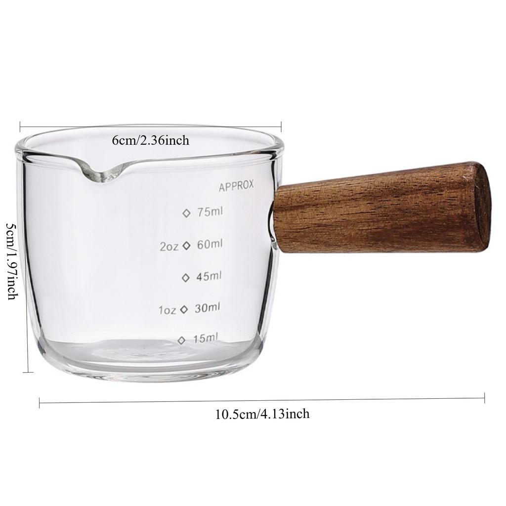 1 Oz Espresso Measuring Cup Shot Glasses Measuring Triple Pitcher Single Spout Glass Creamer Measure Cup for Barista Coffee