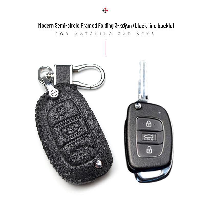 Hyundai Genuine Leather Key Case for Santa Fe, ix35, Mistra, Elantra, Reina, Veloster, Sonata