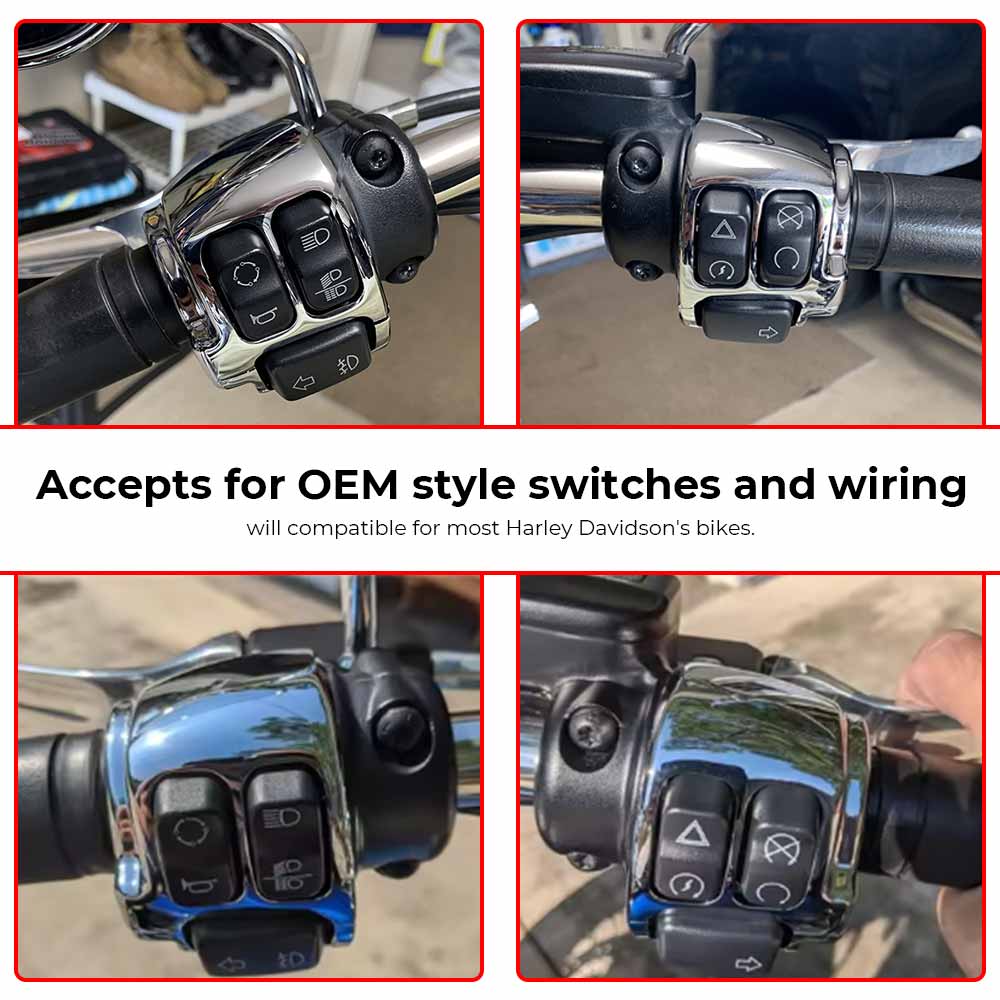 Motorcycle Accessory Handlebar Control Switch Housings Cover Kit Aluminum Chrome For Harley Davidson 2014-Later XL Dyna Softail