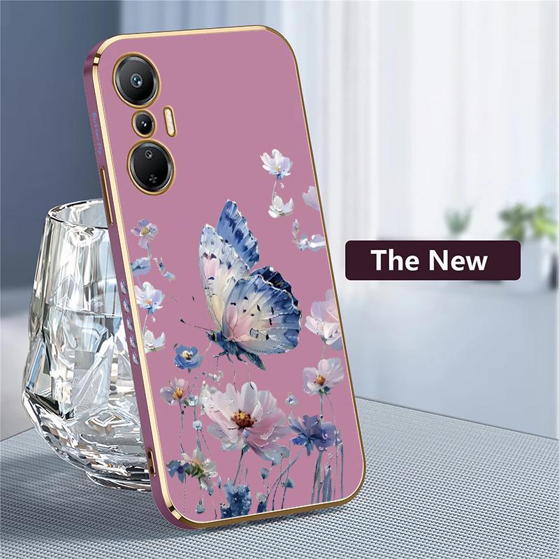 Case for Infinix Hot 12i 20S 20i 30i 12 40 Pro 40i 30 20 4G 5G 12 Play Fashion Flower Pattern Plating Butterfly Silicone Cover