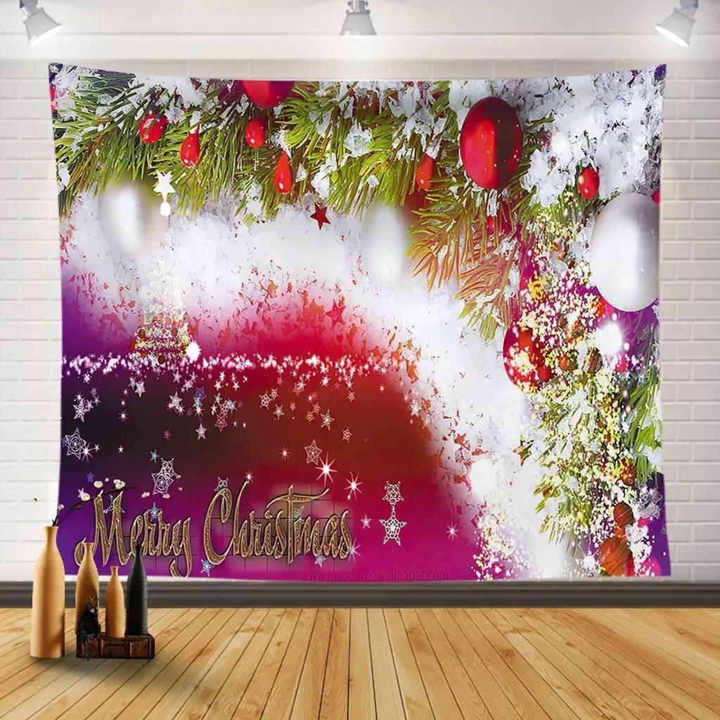 Christmas Party Red Background Tapestry Bedroom Living Room Home Christmas Decoration Tapestry