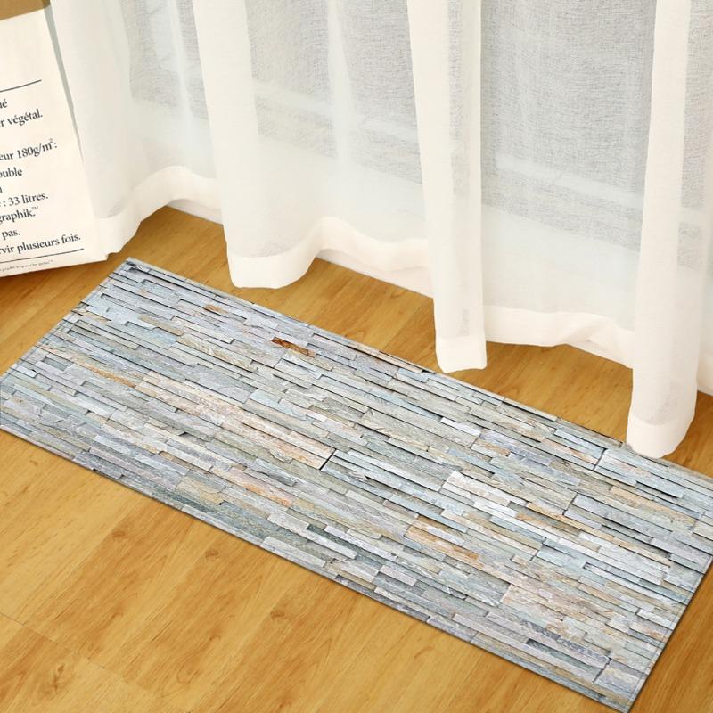Long Mat Vintage Wood Grain Collage Anti Slip Floor Mat Soft Wear Resistant Suitable for Kitchen Hallway Decor