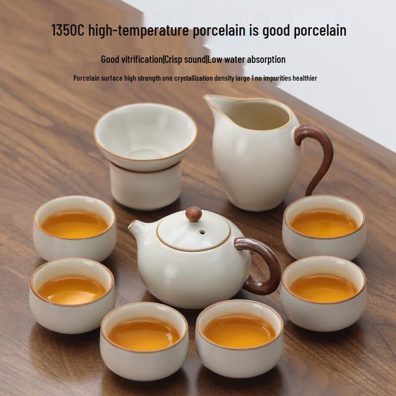 Naijiang Ru Kiln Ceramic Automatic Tea Set with Integrated Tray & Kettle