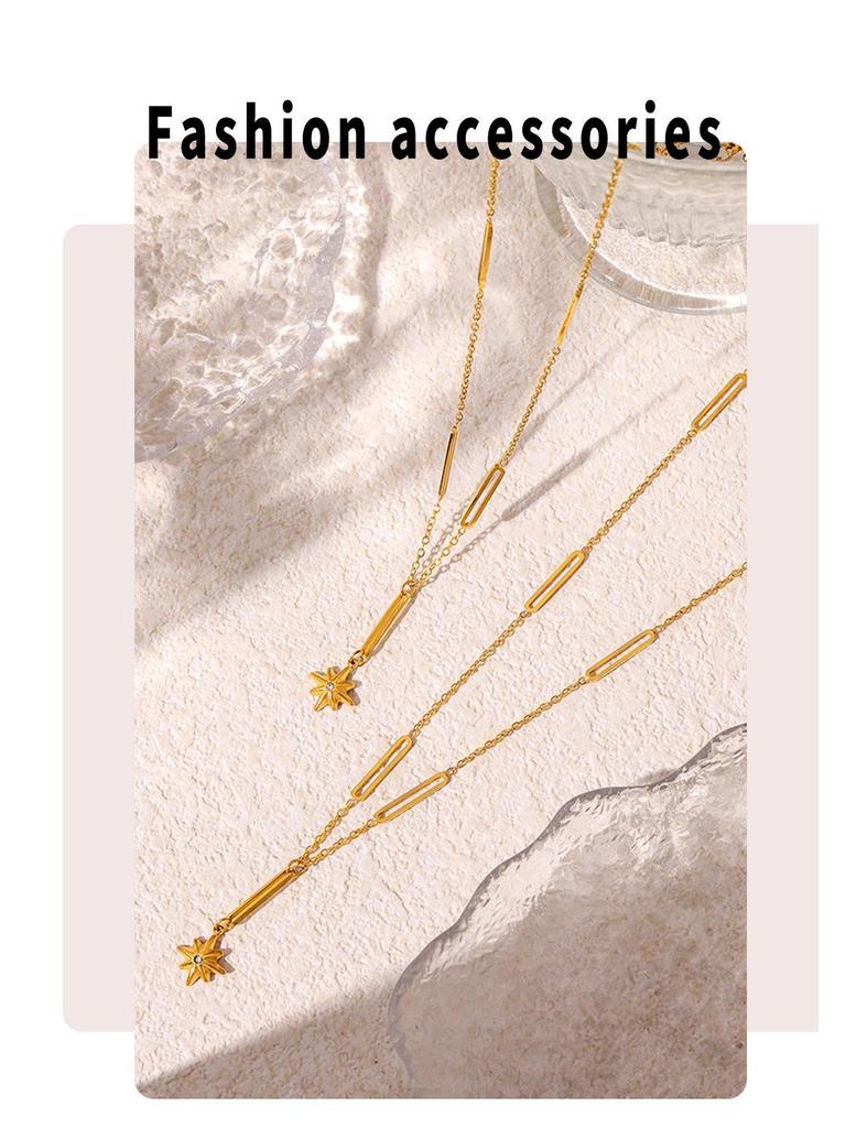 Exquisite Six-Pointed Star Tassel Necklace – Versatile Titanium Steel, Fade-Resistant