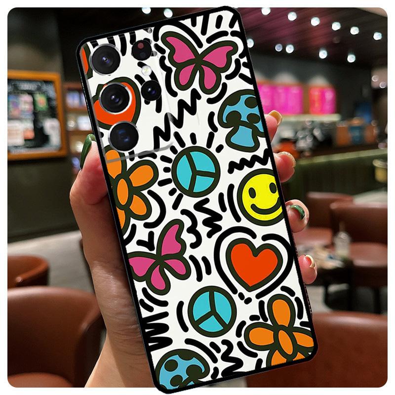 Hippie Daisy Tie-dye Flower Peace Phone Case For Samsung Galaxy S25 S24 S23 S22 S21 S20 Ultra S9 S10 Plus S25 FE S24 FE Cover