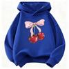 Kız Sweatshirt Y2k Fiyonklu Kirazlı Moda Tasarım Çocuklar İçin Sevimli Kapüşonlu Sweatshirt Erkek Kız Sonbahar İlkbahar Günlük Kapüşonlular