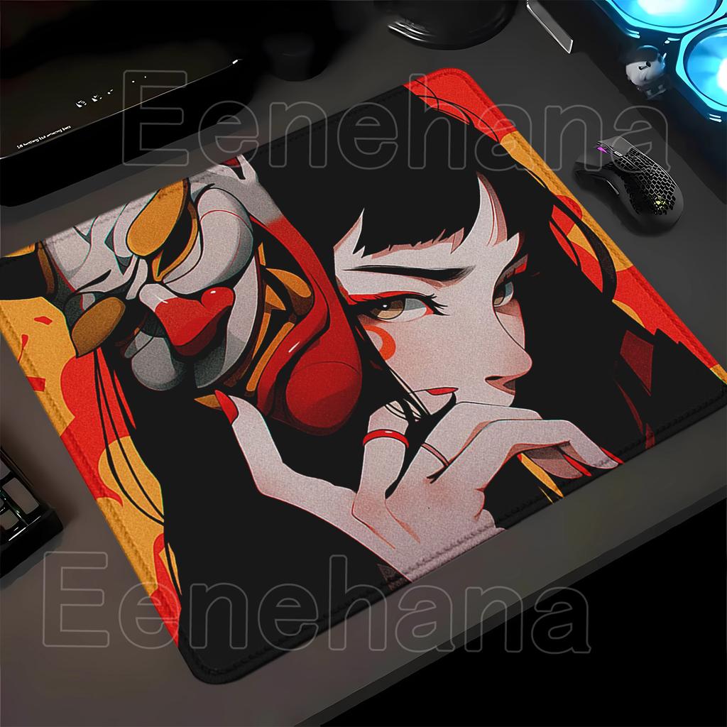 Japanese Oni Mask Girl small Mousepad Electronic Sports Keyboard Mouse Pad Gaming office Accessories Mouse Mat 40x45cm desk mat