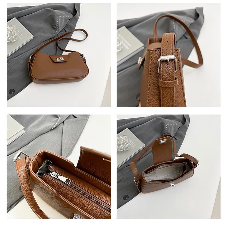 Lychee pattern lock armpit bag women's shoulder messenger bag