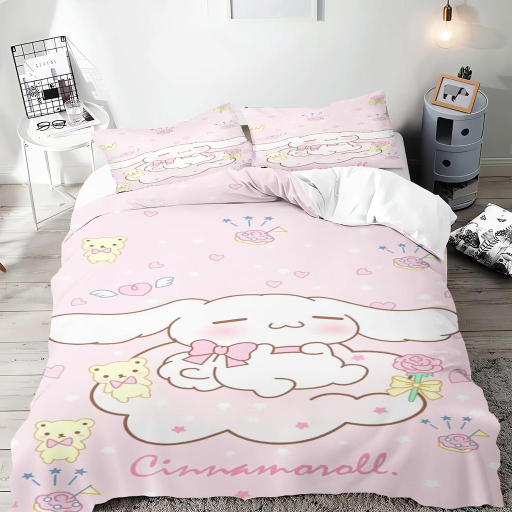 Sanrio Series Kuromi Duvet Bedding Set for Children King Size Luxury Cover 100% Polyester 3-Piece Christmas Gifts Home Decor