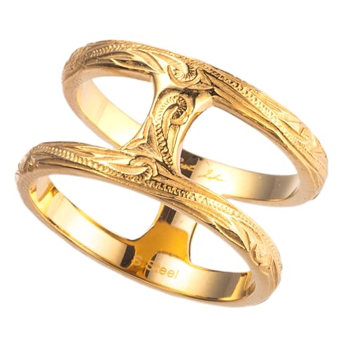

[Cisst liber] Hawaiian Jewelry Ring for Men and Women, H-Shaped, Hawaiian Brand, Surgical Stainless Steel, Hypoallergenic, Gold (Gold, Size 13 (Inner