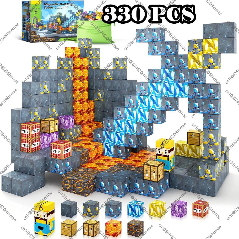 Magnetic Building Blocks Mine World Magnet Cube Set for Boy Girl Kid Age 3+ DIY Model Children Stem Sensory Educational Toy Gift