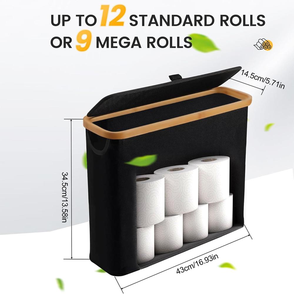 Toilet Paper Basket 21.5L, Toilet Paper Storage with Lid, Toilet Paper Holder with Storage, Free Standing Toilet Paper Organizer