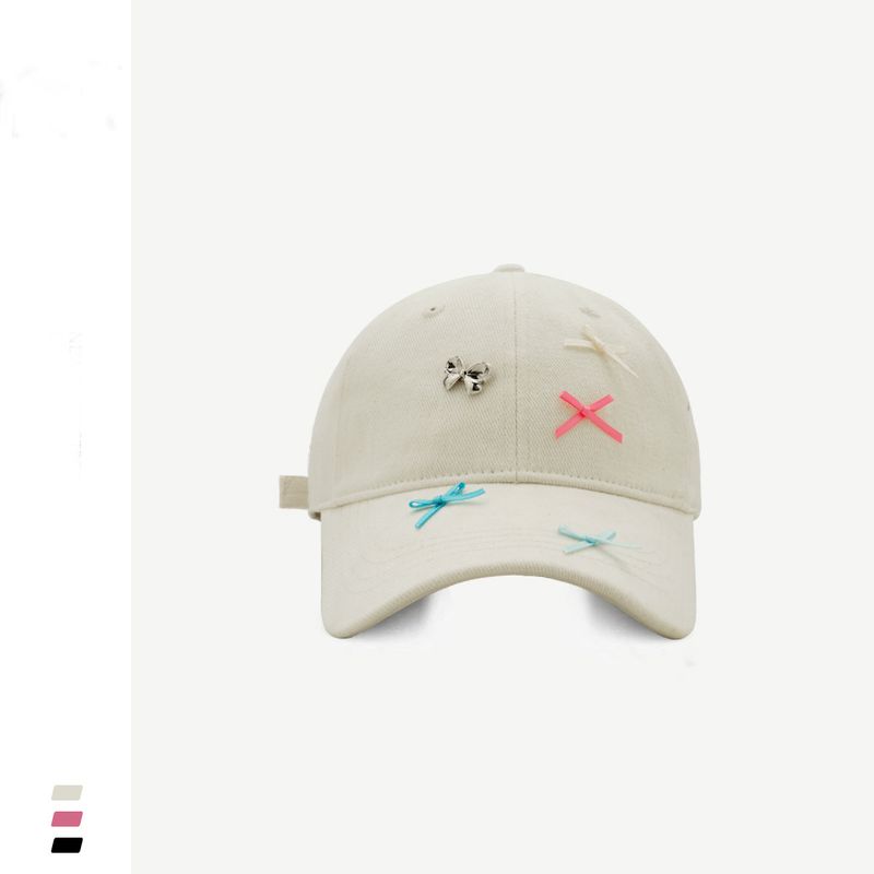 

Spring 2024 Soft Top Bows Internet Celebrity Peaked Cap Female Easiest for Match Ins Washed Cotton Baseball Cap Tide Sun Protection Beige White Adjustable