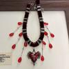 Gothic Punk Personality Black Cross Heart Shape Pendant Water Drop Tassel Choker Necklace for Women Subculture Designer Jewelry