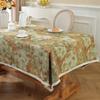 Vintage American Thick Linen Tablecloth Ethnic Jacquard Oil Painting Style Rectangle Table Cover
