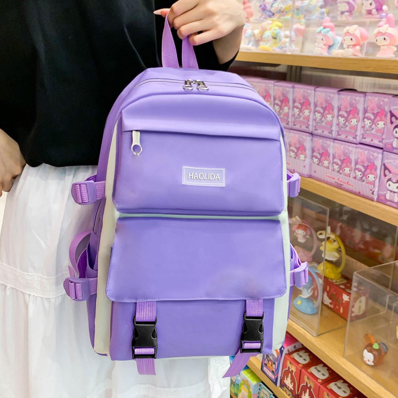 

Наборы из 5 предметов Холщовые школьные ранцы Рюкзаки для девочек и женщин Контрастный цвет Женский рюкзак для ноутбука Студенческий Детский рюкзак