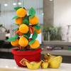 Realistic Peach Fruit Tree Simulation Plush Orange Tree Peach Blossom Tree Pot Potted Orange Tree