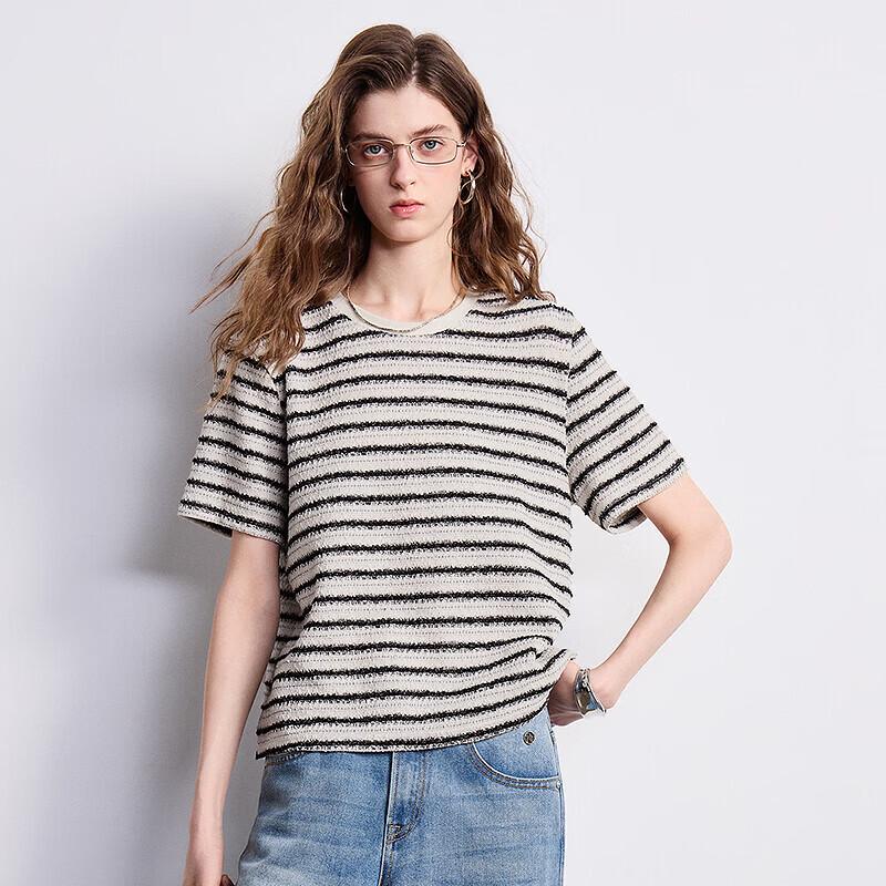 Chuyu Women's Striped Round Neck T-Shirt