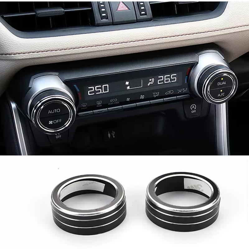 Black Console Air Condition Adjust knob Ring Cover For Toyota RAV4 -