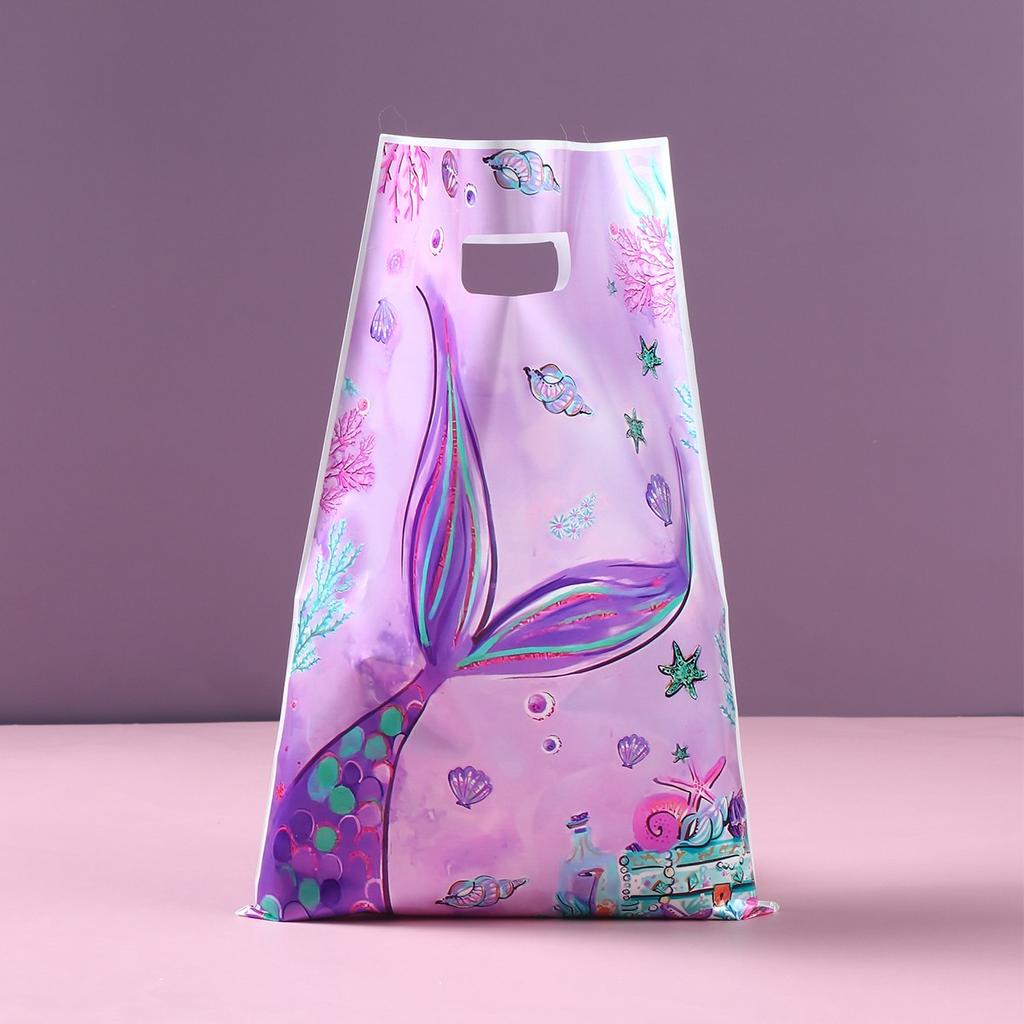Mermaid Party Plastic Goodie Bags Mermaid Tail Candy Gift Bags For Mermaid Birthday Under The Sea Party Decor Baby Shower Favor
