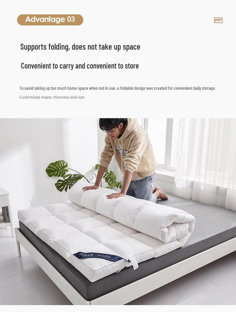 Hotel Star Soft Feather Velvet Mattress Topper - Thick Quilted Tatami Mat for Double Bed & Student Use.