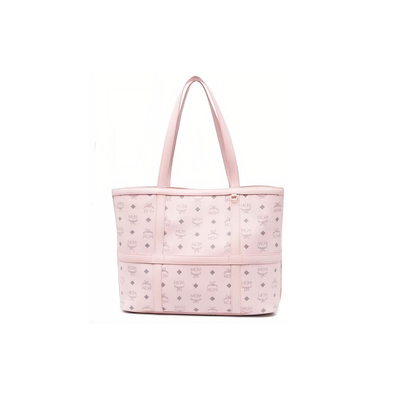 

New MCM Coated Canvas With Leather Tote Bag, Shopping Bag, Handbag, Shoulder Bag Medium Women s Pink MWPBSER01QH001 37.1*14.0*30.0CM