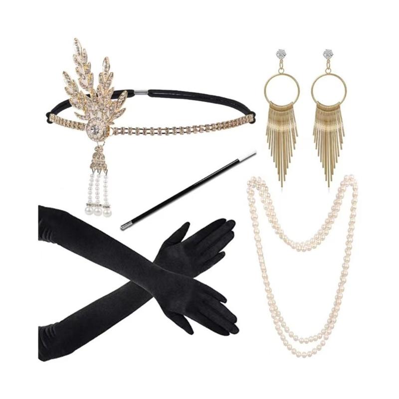 Sparkling Rhinestone Headwear Feathered Headgear Set Alluring Feathered Headband Comfortable for Halloween Singles Party