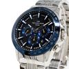 Montre chronographe solaire décontractée pour homme The Clock House, bleu marine x noir, MBC1003-BK6A