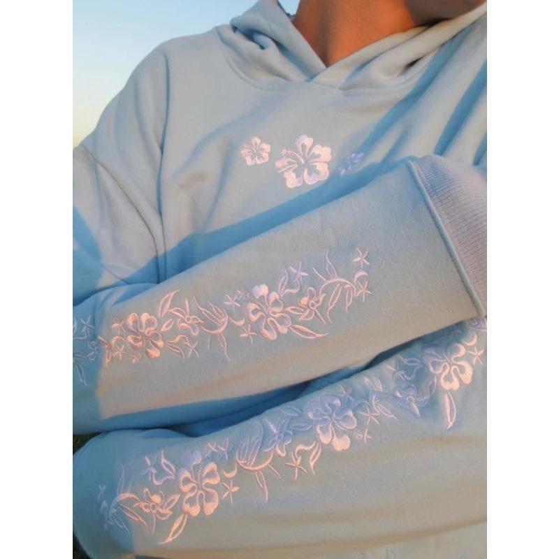 QICED Women's Fashion Casual Solid Color Print Long Sleeve Hooded Hoodies & Sweatshirts