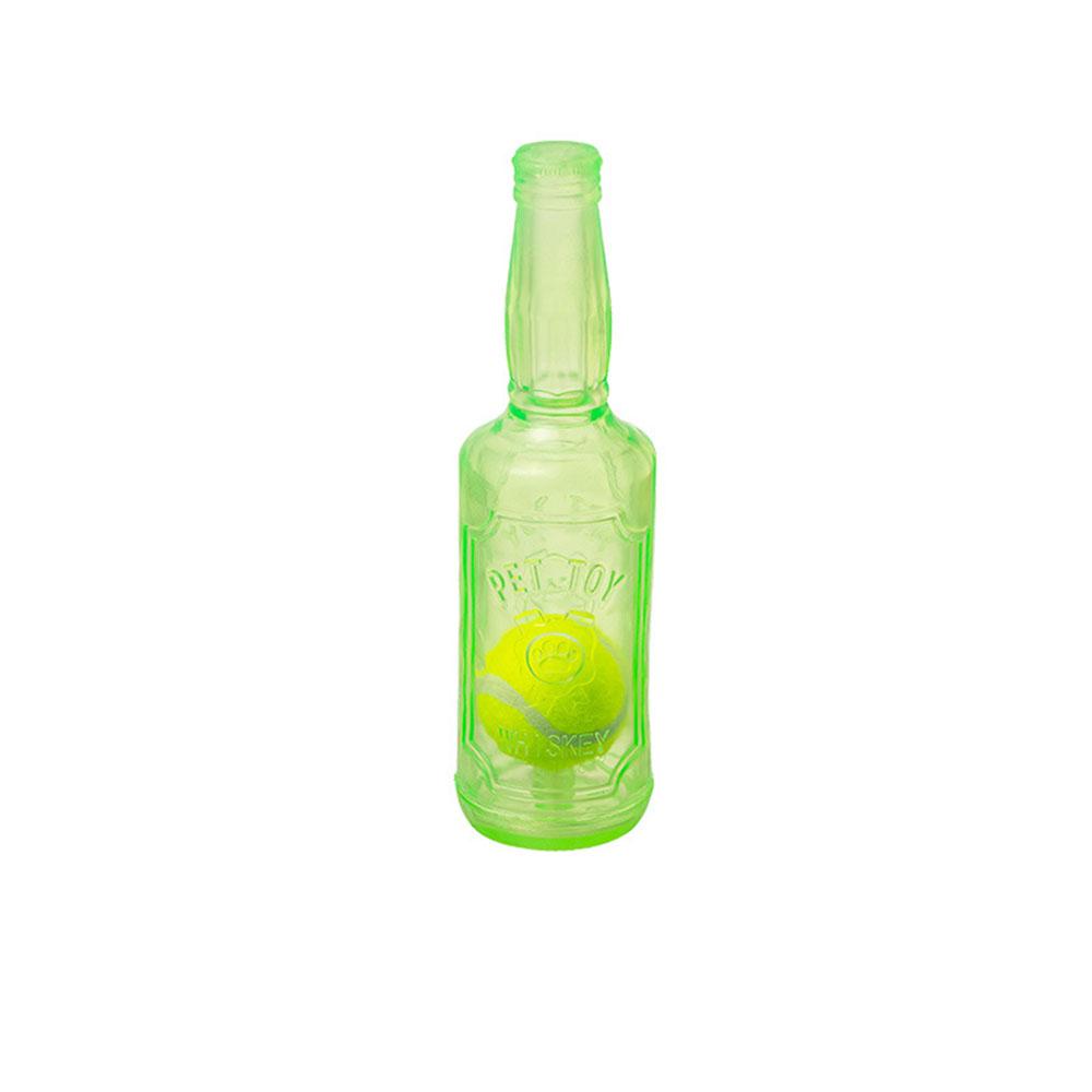 Dog Chew Toy Tennis Ball Squeaky Bottle, Durable Self-Entertaining Pet Toy for Teeth Cleaning & Boredom Relief