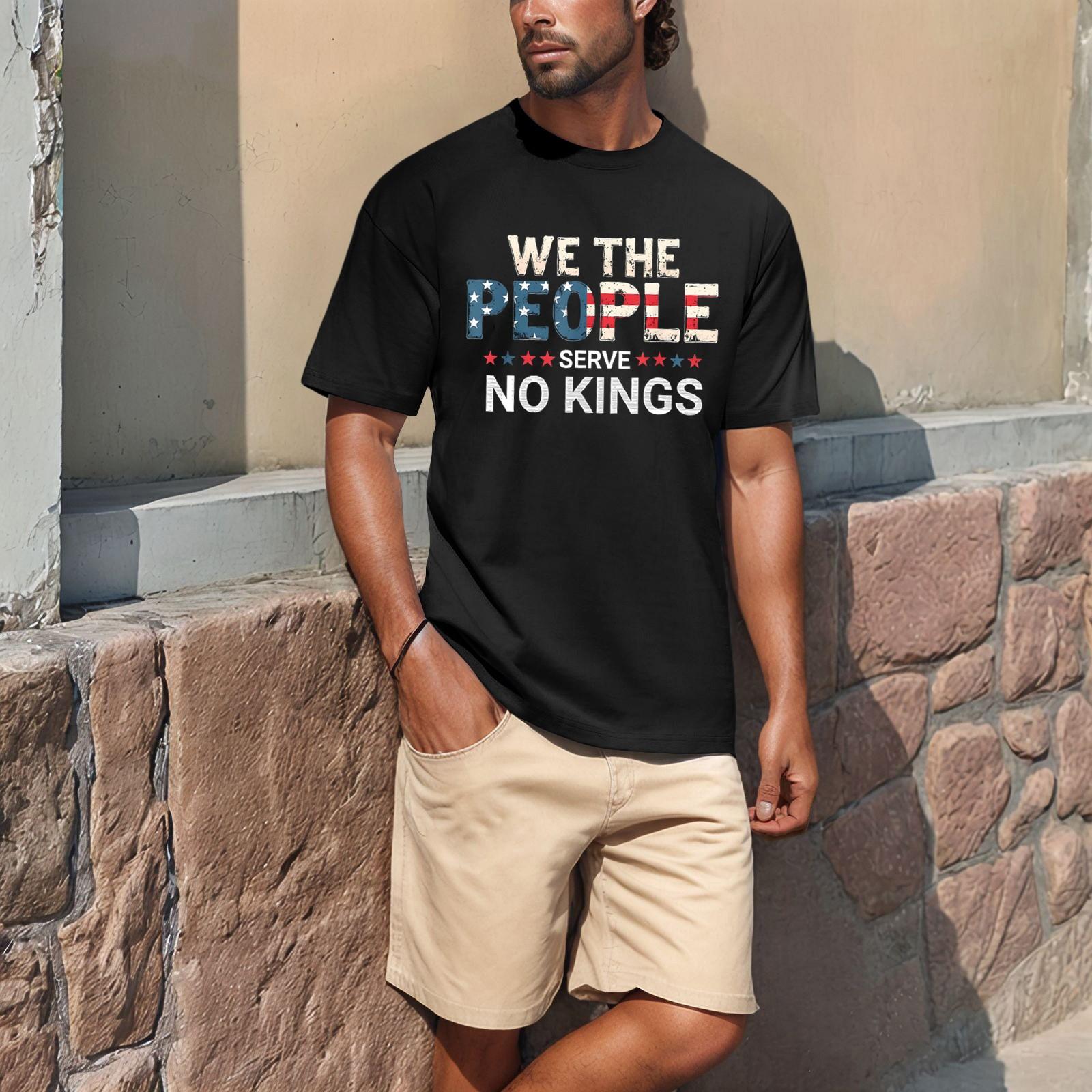 Летняя мужская популярная футболка с круглым вырезом и коротким рукавом с принтом L чёрный 1329₽