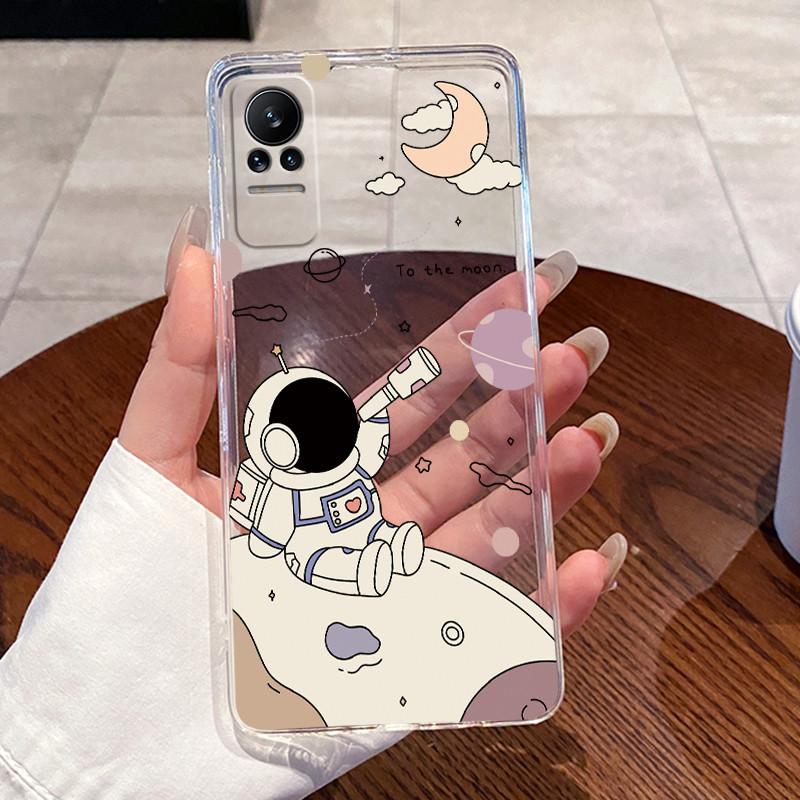 Casing For Xiaomi Mi Civi / 1S Ultra Thin Clear Transparent Aesthetic Cute Cat Astronaut Phone Case Back Protective Cover Shell
