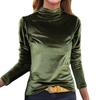Women's Solid Color Half Turtle Neck Bottoming Shirt Gold Velvet Inner Versatile Top Long Sleeve T-Shirt