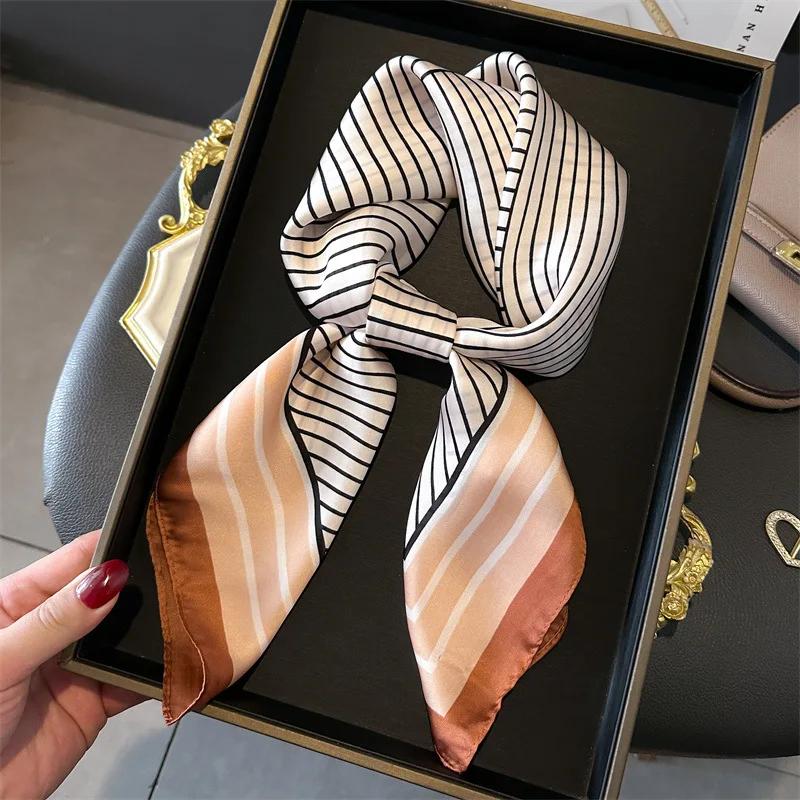 

Новый Роскошный Бренд Шелковый Квадратный Клетчатый Шарф Женский Сатиновый Шейный Платок Бандана для Волос Мягкий Рабочий Шейный Платок НОВЫЙ Хиджаб Головной Убор Женский Фуляр 70x70cm