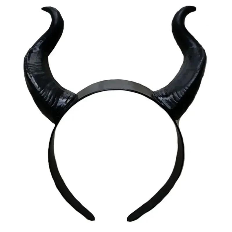 Vintage-Style Black Witch Demon Horns Cosplay + Animal Antelope Devil Headdress Gothic Christmas Halloween Party Costume Prop