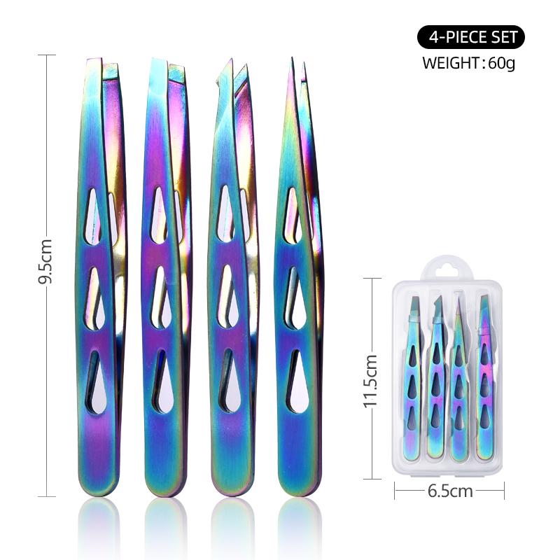 Eyebrow Tweezer Set, 4 Pcs Professional Stainless Steel Tweezers for Women, Precision Tweezer for Facial Hair, Splinter and Ingr