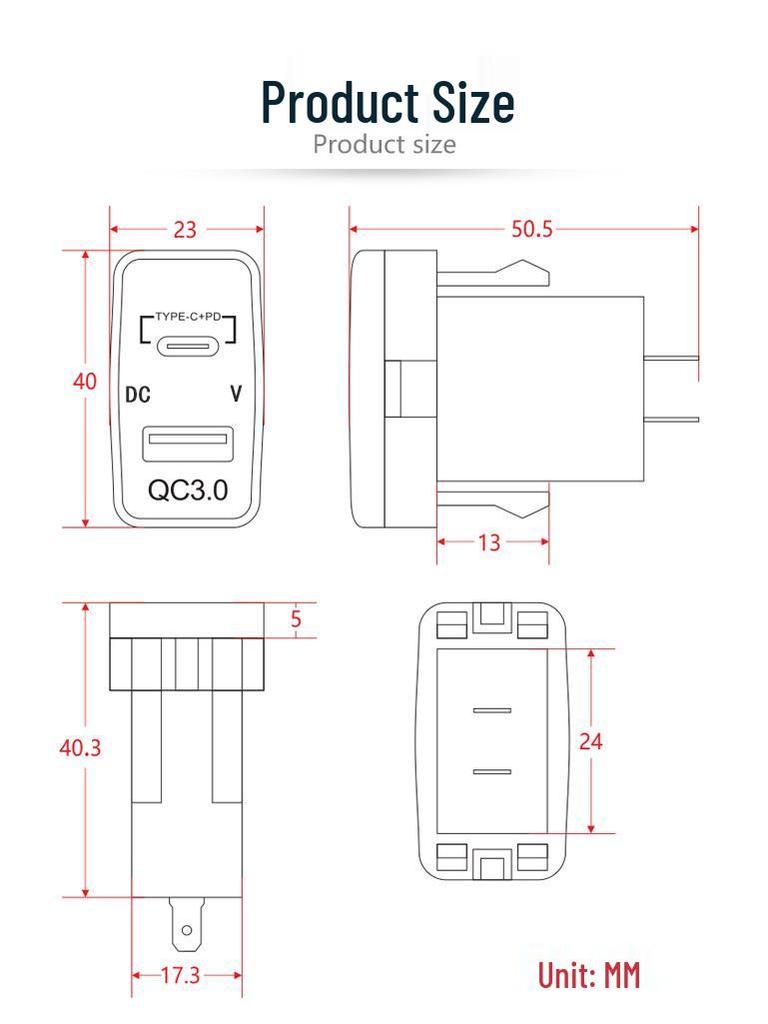 Non-Destructive Install USB QC3.0 Fast Charging Car Charger for Toyota Vehicles