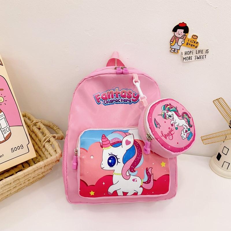 

Animal Cartoon Unicorn Backpack Printed Nylon Versatile And Cute Children For Pink Unicorn