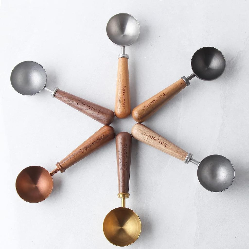 Linguriță de cafea retro Easyworkz din oțel inoxidabil cu mâner din nuc negru, 10g - Linguriță de măsurat